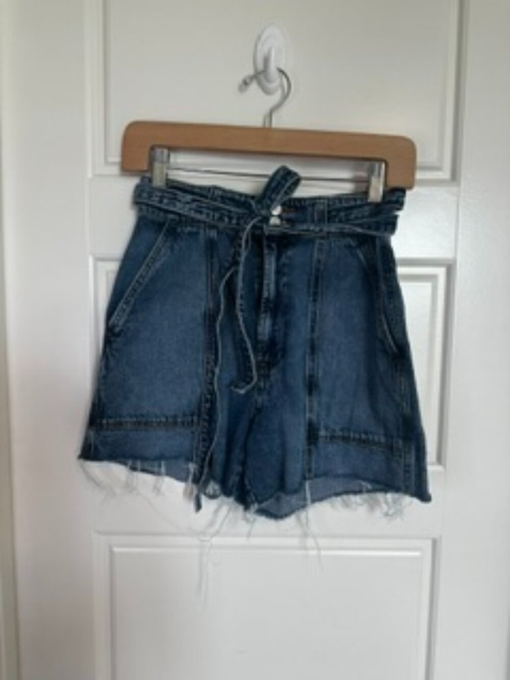 Hudson Denim Cut Off Shorts With Tie Belt